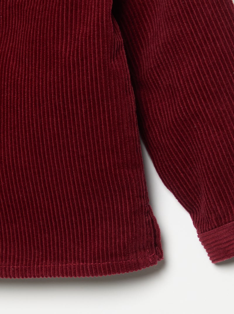 Chemise à manches longues en velours côtelé Rouge - Kiabi