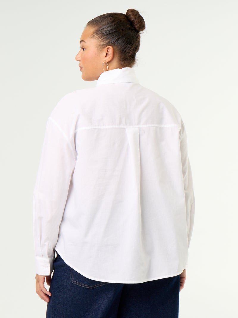 Chemise à manches longues et col lavallière Blanc - Kiabi