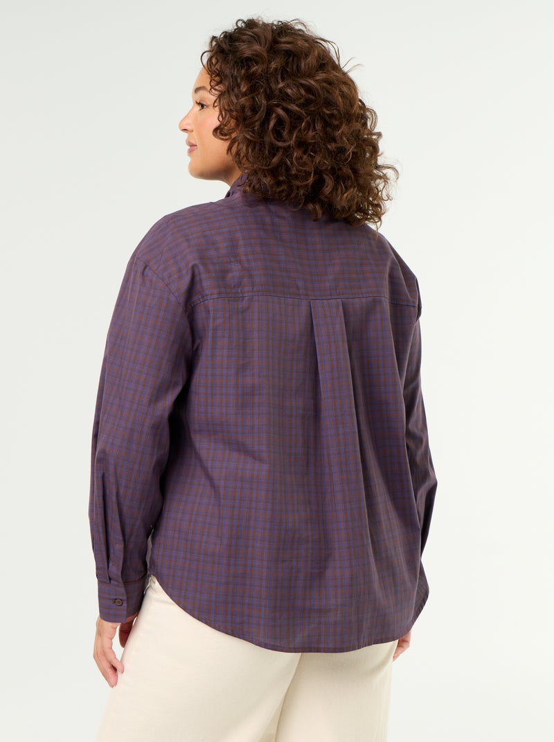 Chemise à manches longues et col lavallière Marron - Kiabi