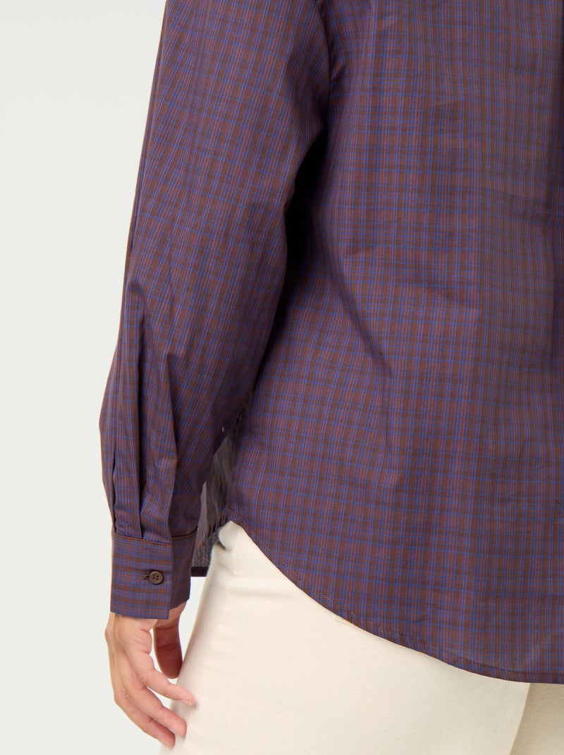 Chemise à manches longues et col lavallière Marron - Kiabi