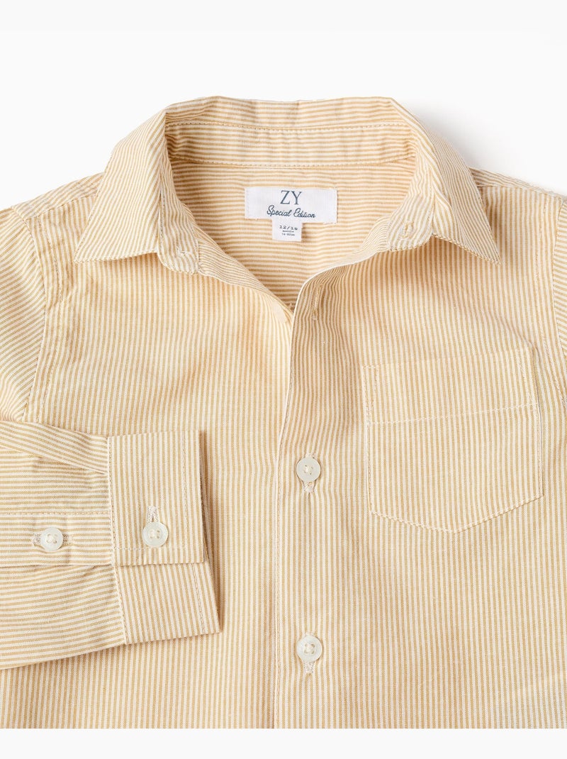 Chemise à manches longues et rayures Jaune - Kiabi