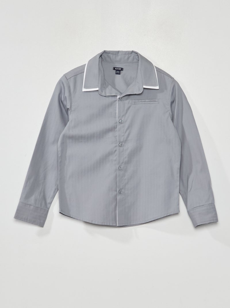Chemise à manches longues Gris - Kiabi