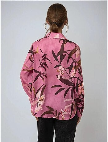 Chemise à manches longues imprimée en satin