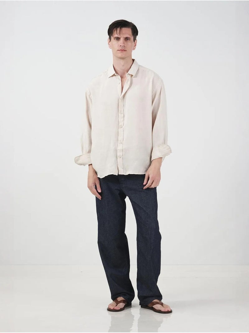 Chemise à manches longues oversize avec fermeture boutonnée giesto Ivoire - Kiabi