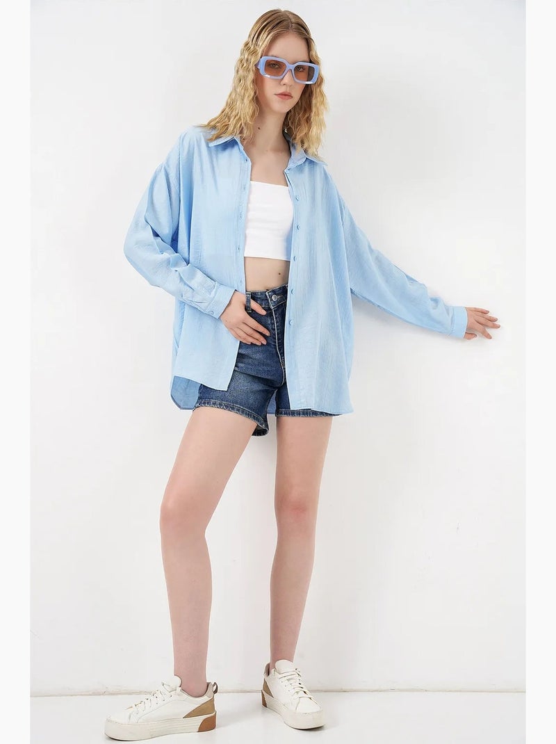 Chemise à manches longues oversize bdart Bleu clair - Kiabi