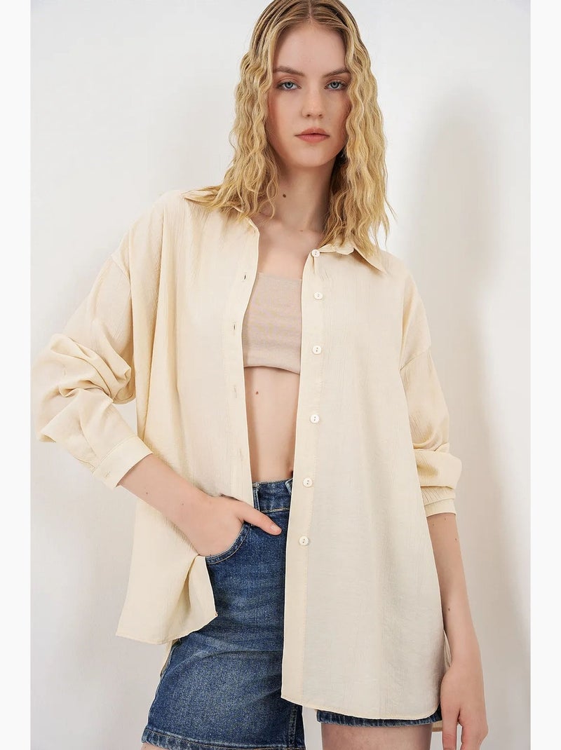 Chemise à manches longues oversize bdart Crème - Kiabi