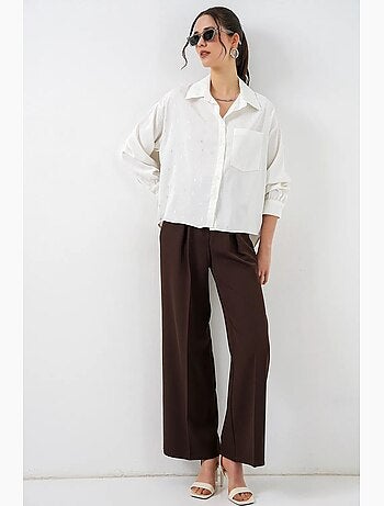 Chemise à manches longues oversize, micro-motifs et poches bdart