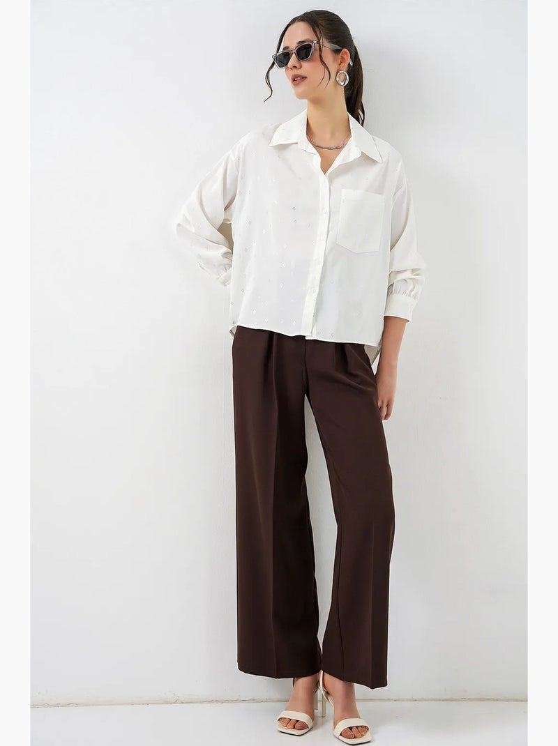 Chemise à manches longues oversize, micro-motifs et poches bdart Blanc - Kiabi