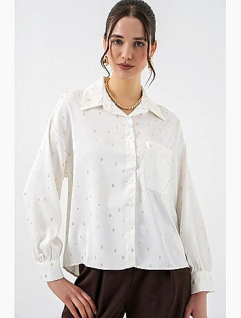 Chemise à manches longues oversize, micro-motifs et poches bdart