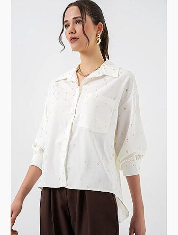 Chemise à manches longues oversize, micro-motifs et poches bdart