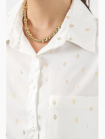 Chemise à manches longues oversize, micro-motifs et poches bdart