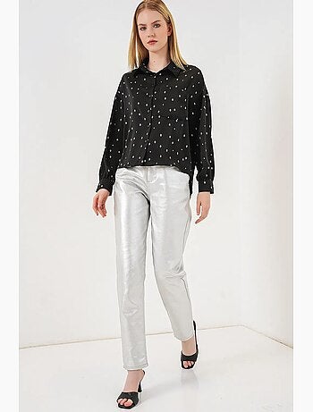 Chemise à manches longues oversize, micro-motifs et poches bdart