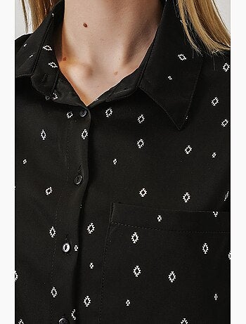 Chemise à manches longues oversize, micro-motifs et poches bdart
