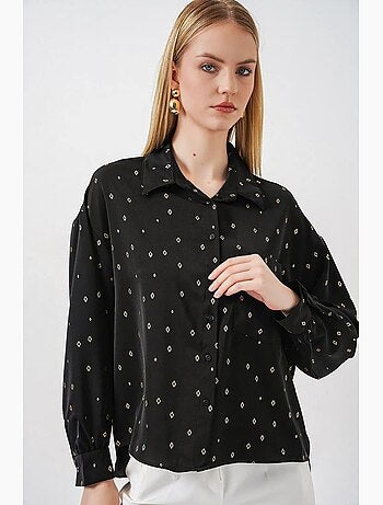 Chemise à manches longues oversize, micro-motifs et poches bdart