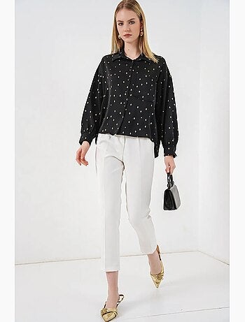 Chemise à manches longues oversize, micro-motifs et poches bdart