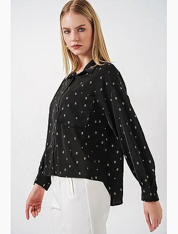 Chemise à manches longues oversize, micro-motifs et poches bdart