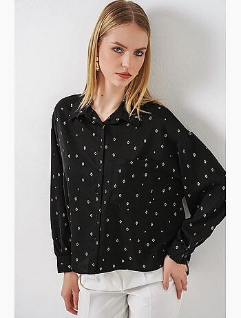 Chemise à manches longues oversize, micro-motifs et poches bdart