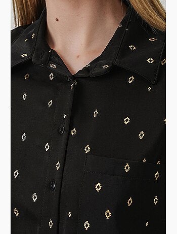 Chemise à manches longues oversize, micro-motifs et poches bdart