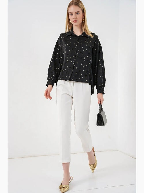 Chemise à manches longues oversize, micro-motifs et poches bdart - Kiabi Chemise à manches longues oversize, micro-motifs et poches bdart - Kiabi