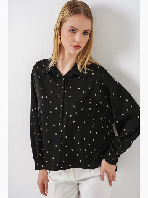 Chemise à manches longues oversize, micro-motifs et poches bdart - Kiabi Chemise à manches longues oversize, micro-motifs et poches bdart - Kiabi