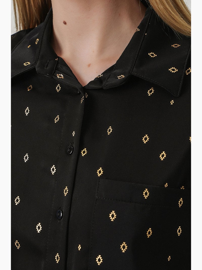 Chemise à manches longues oversize, micro-motifs et poches bdart Noir - Kiabi