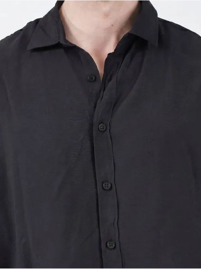 Chemise à manches longues oversize pour homme giesto Noir - Kiabi