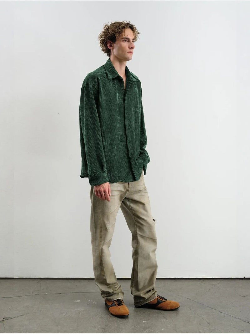 Chemise à manches longues oversize texturée giesto Vert foncé - Kiabi