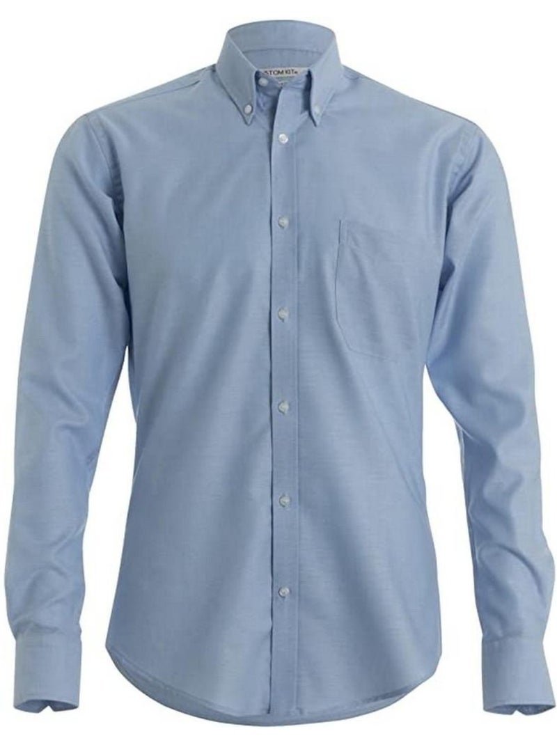Chemise à manches longues oxford slim pour hommes - kustom kit Bleu clair - Kiabi