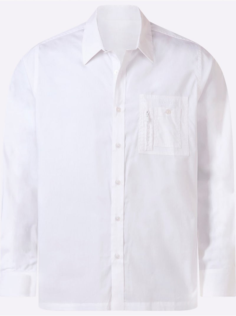 Chemise à Manches Longues Poche Poitrine - Taille Standard - Witt Blanc - Kiabi