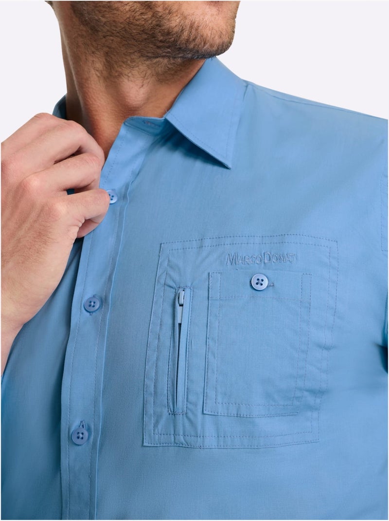 Chemise à Manches Longues Poche Poitrine - Taille Standard - Witt Bleu ciel - Kiabi