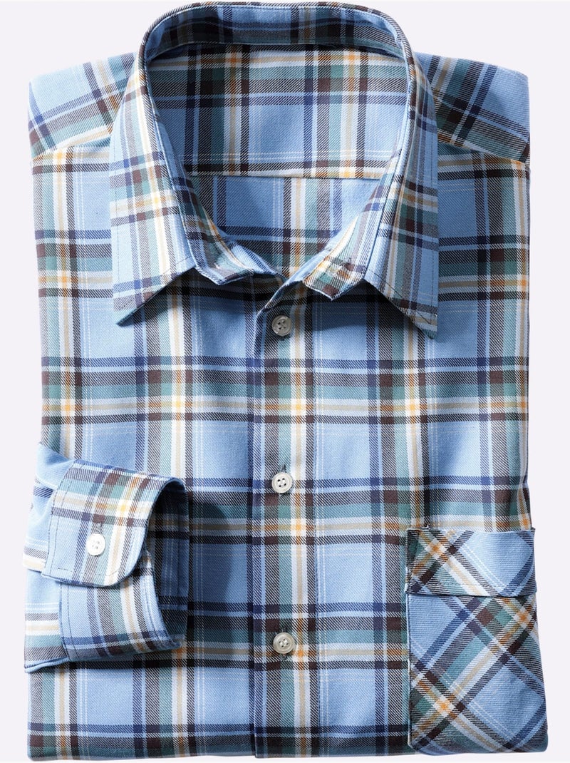 Chemise à manches longues poche poitrine - taille standard - witt Bleu - Kiabi