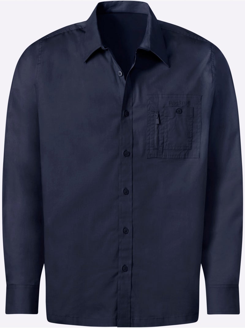 Chemise à Manches Longues Poche Poitrine - Taille Standard - Witt Bleu marine - Kiabi