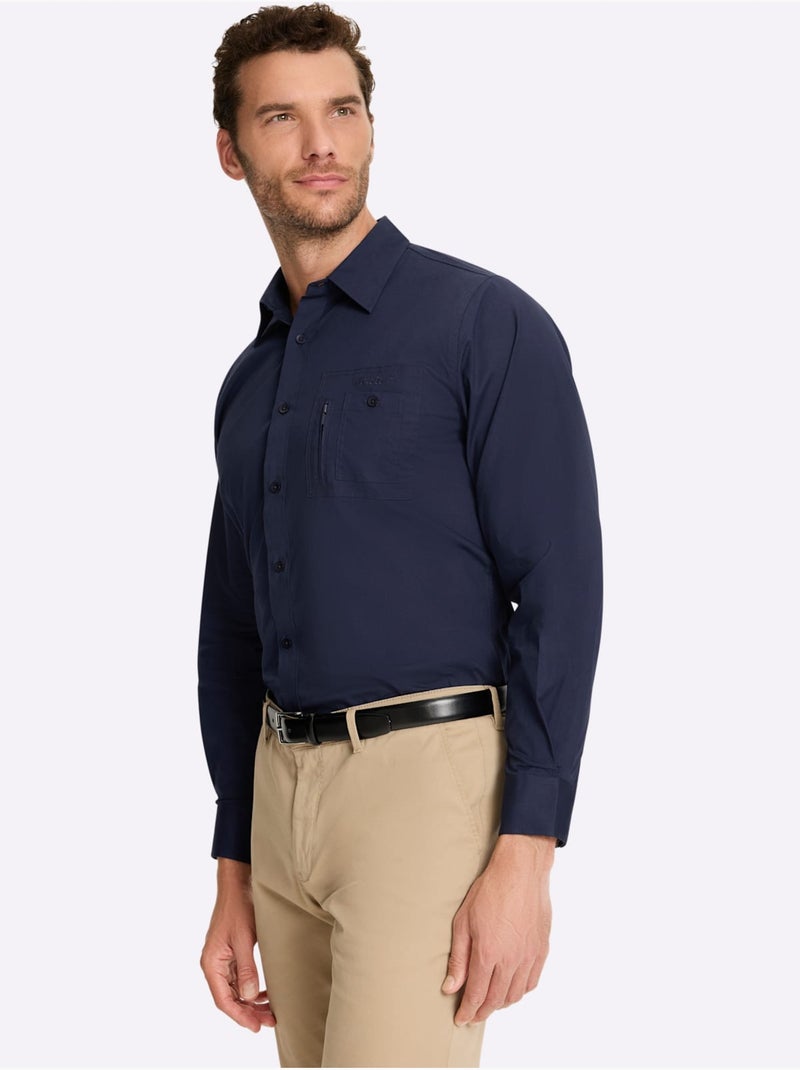 Chemise à Manches Longues Poche Poitrine - Taille Standard - Witt Bleu marine - Kiabi