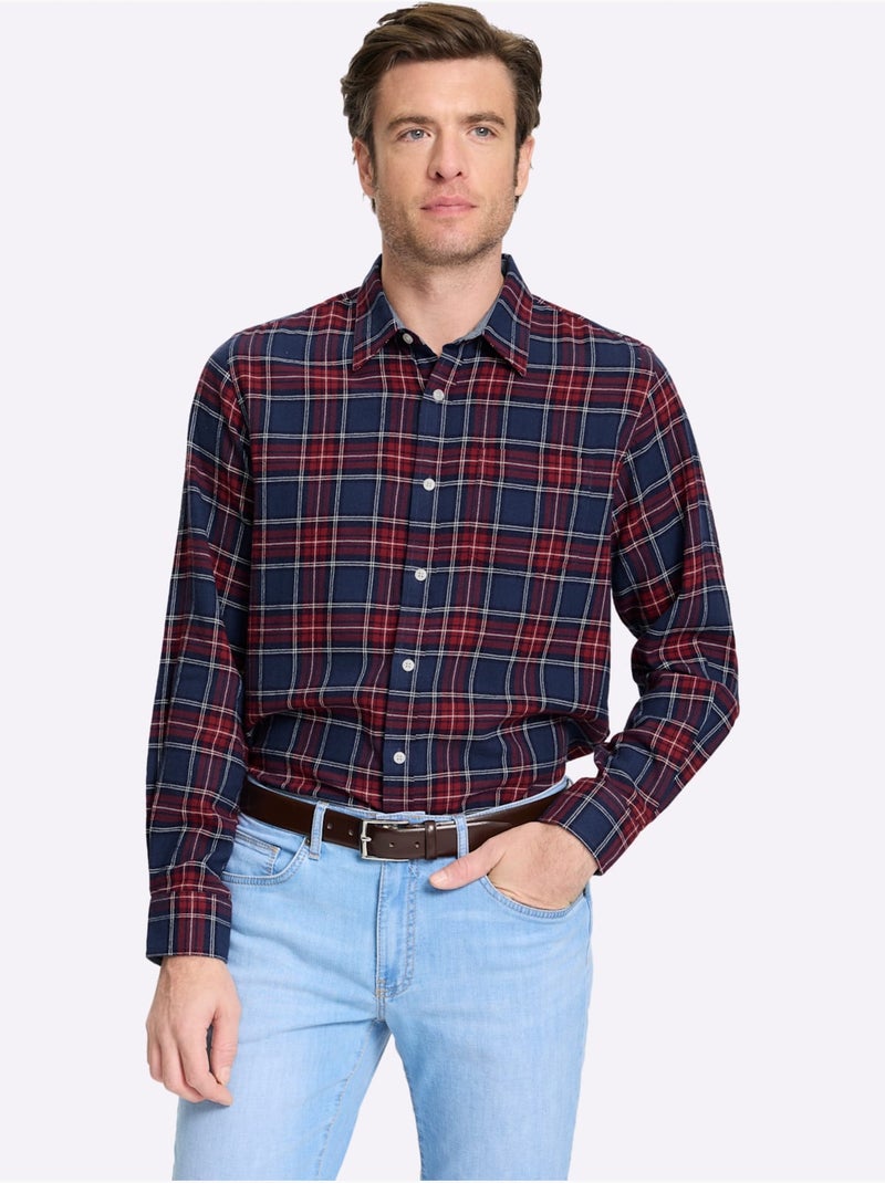 Chemise à manches longues poche poitrine - taille standard - witt Bleu Rouge - Kiabi