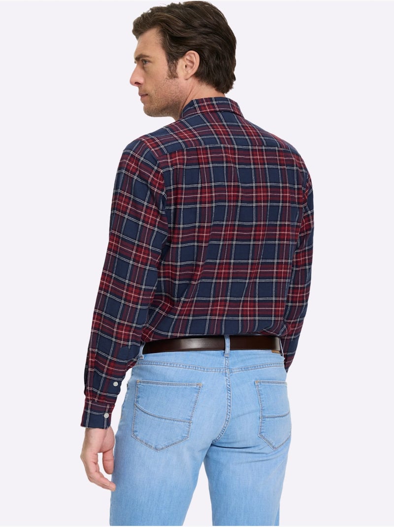 Chemise à manches longues poche poitrine - taille standard - witt Bleu Rouge - Kiabi