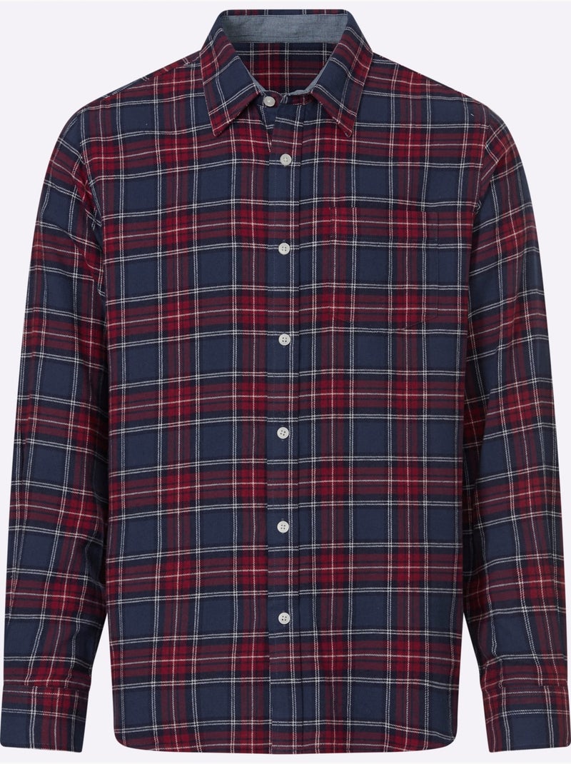 Chemise à manches longues poche poitrine - taille standard - witt Bleu Rouge - Kiabi