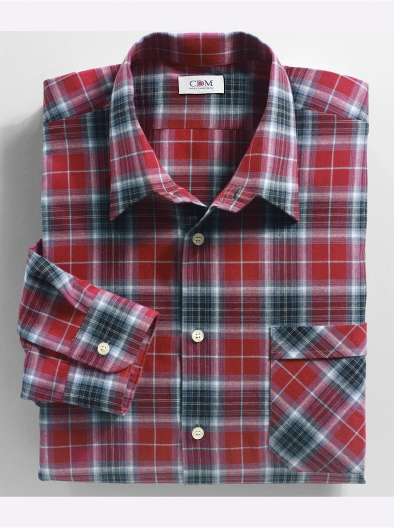 Chemise à manches longues poche poitrine - taille standard - witt Gris Rouge - Kiabi