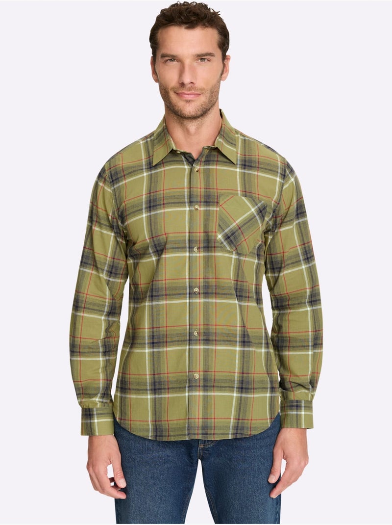 Chemise à Manches Longues Poche Poitrine - Taille Standard - Witt Vert - Kiabi