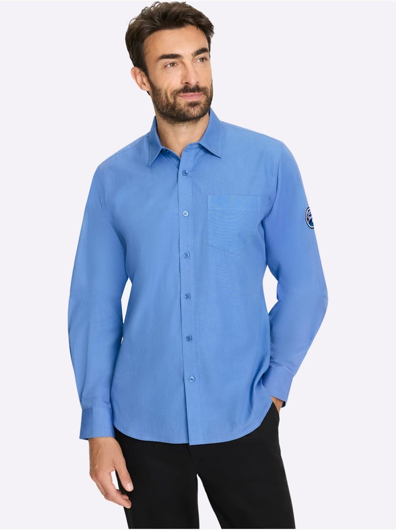 Chemise à Manches Longues Poche Poitrine Pratique - Taille Standard - Witt Bleu - Kiabi