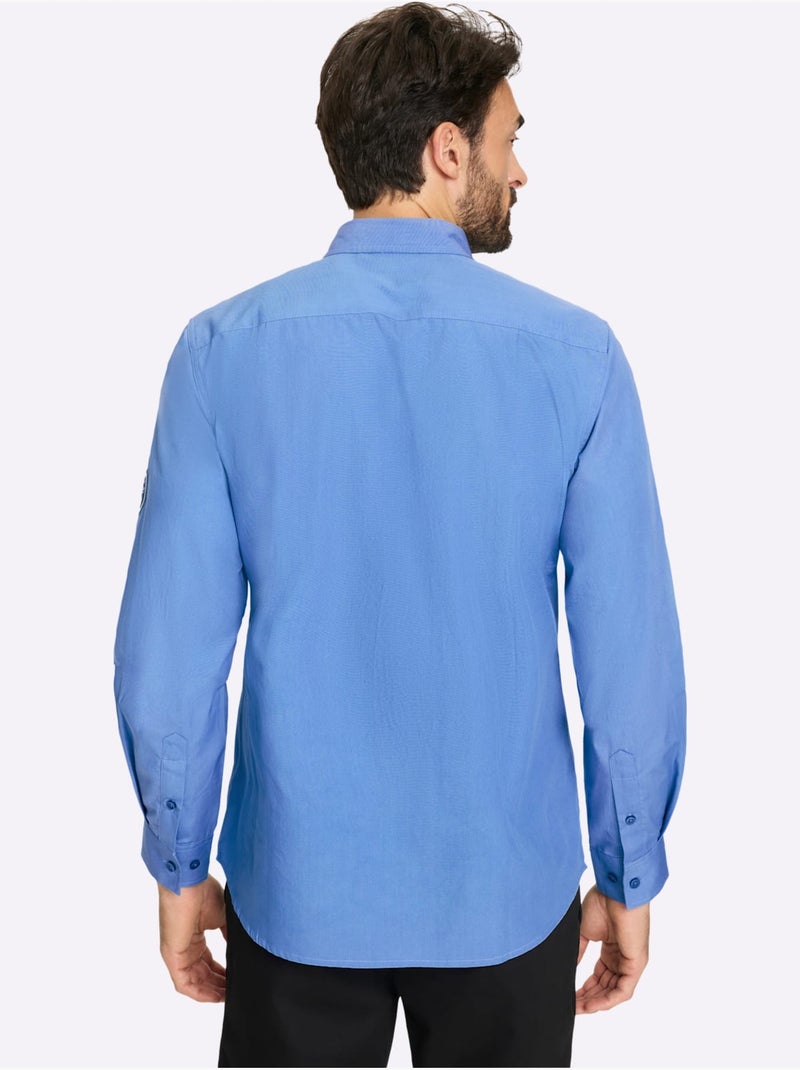 Chemise à Manches Longues Poche Poitrine Pratique - Taille Standard - Witt Bleu - Kiabi