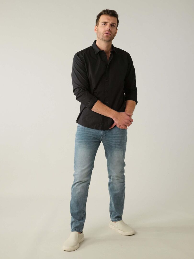 Chemise Homme bleu marine à micro motifs( manches longues) - Blacks Legend