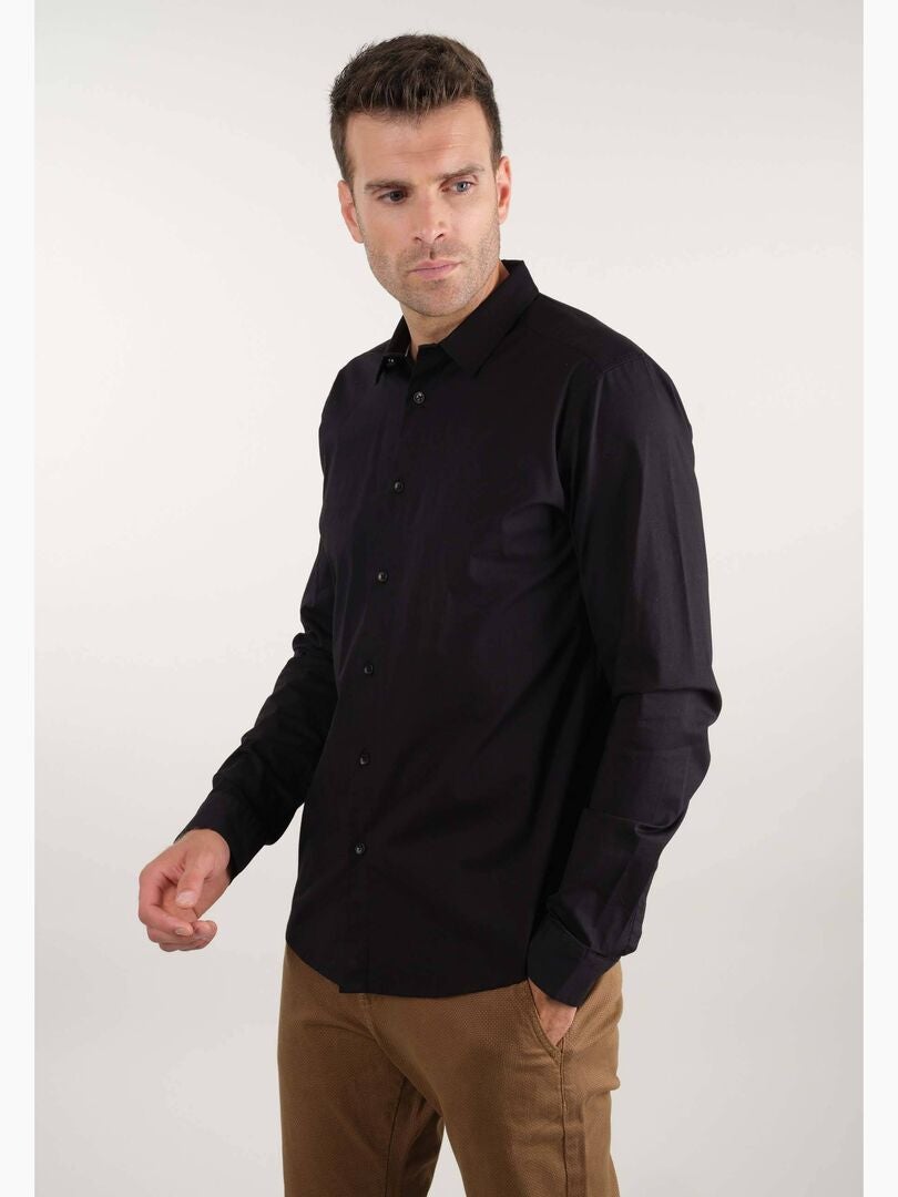 HISDERN Chemise habillée à manches longues pour homme avec cravate assortie et poche carrée, F-rose / rayures, Petit