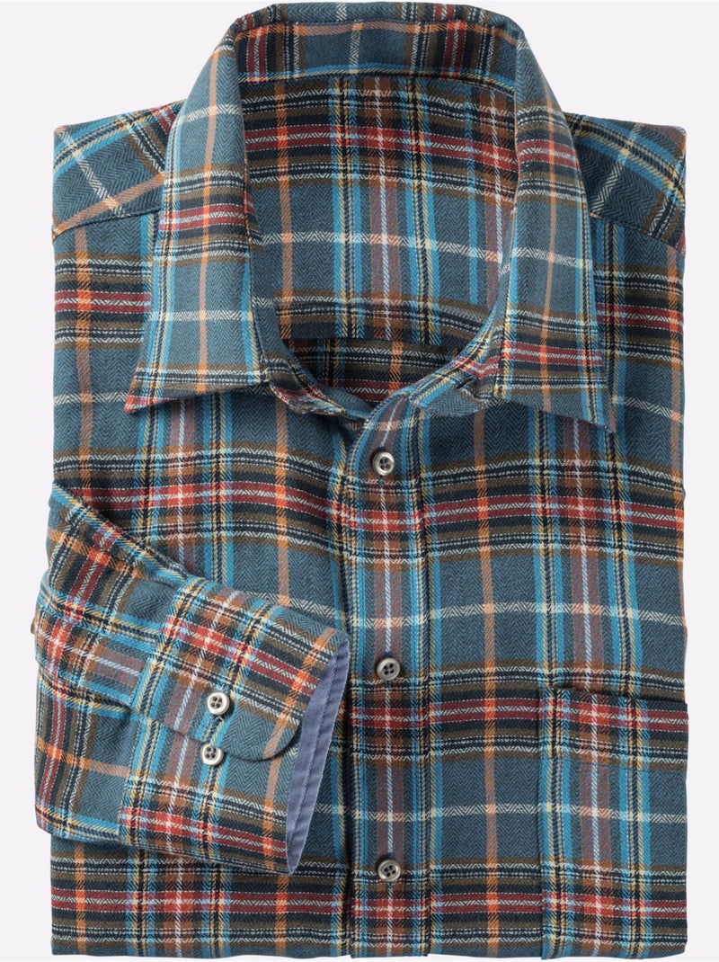 Chemise à manches longues qualité flanelle - taille standard - witt Bleu pétrole - Kiabi