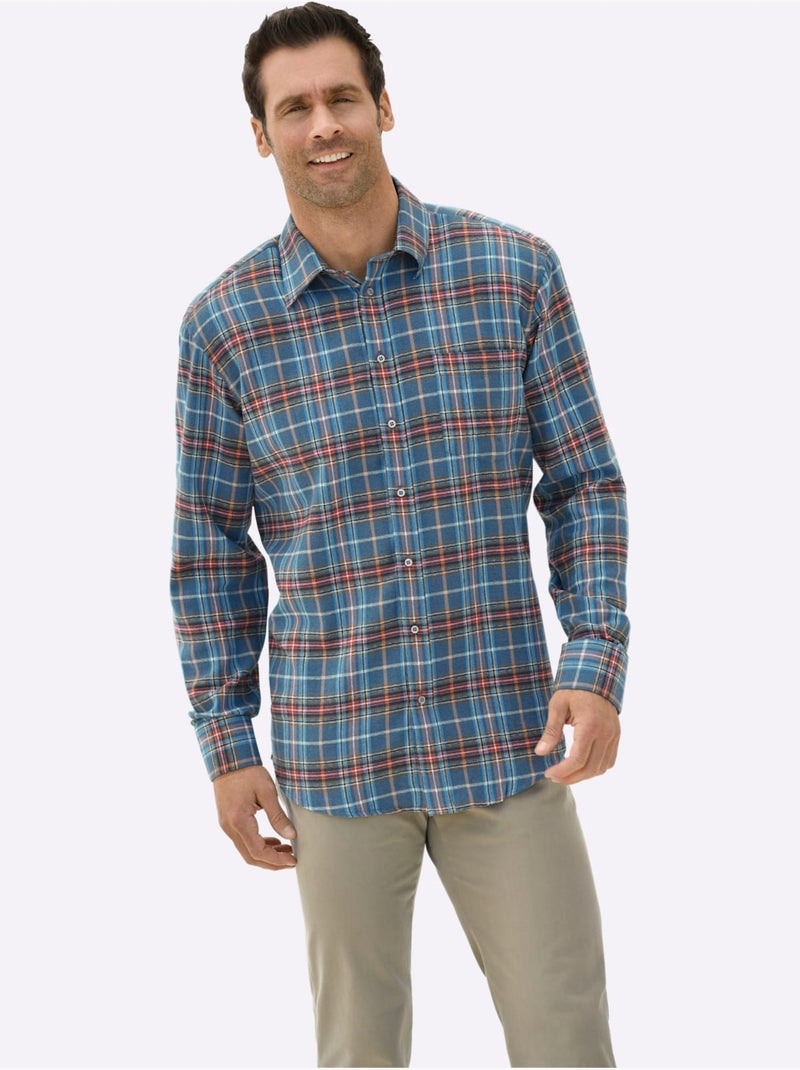 Chemise à manches longues qualité flanelle - taille standard - witt Bleu pétrole - Kiabi
