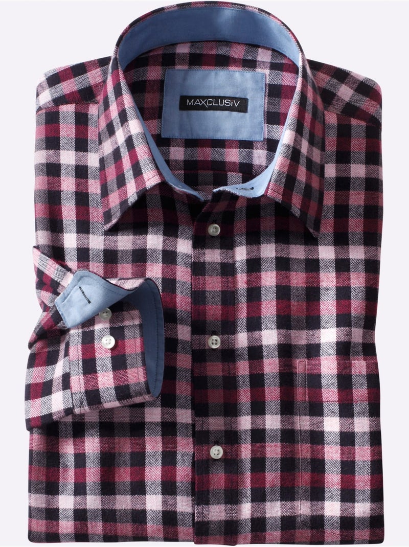 Chemise à manches longues qualité flanelle - taille standard - witt Bordeaux - Kiabi