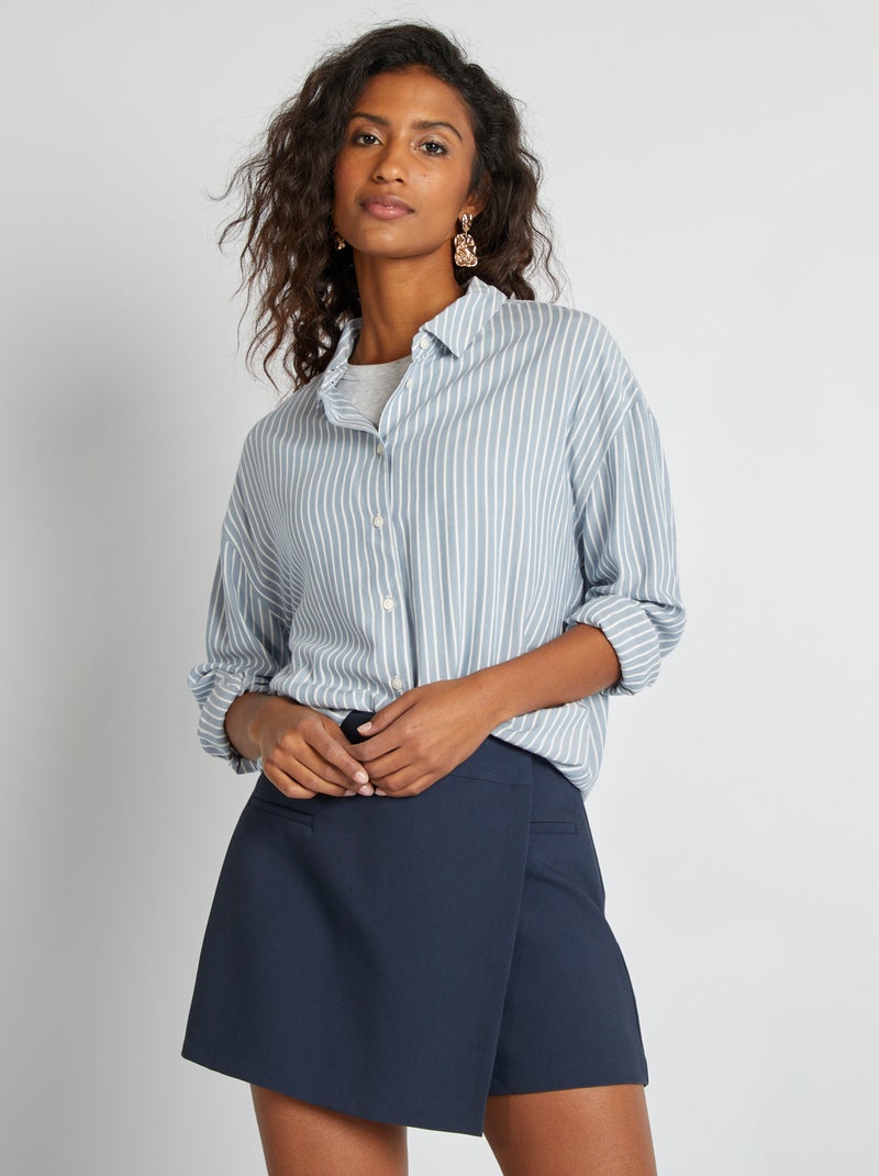 Chemise à manches longues rayée Bleu - Kiabi