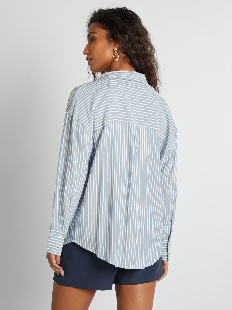Chemise à manches longues rayée Bleu - Kiabi