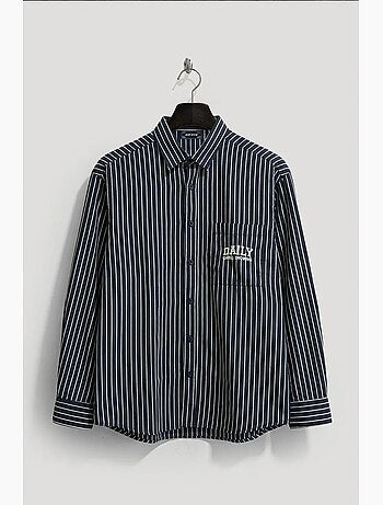 Chemise à manches longues rayée brodée giesto