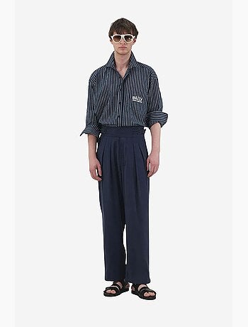 Chemise à manches longues rayée brodée giesto