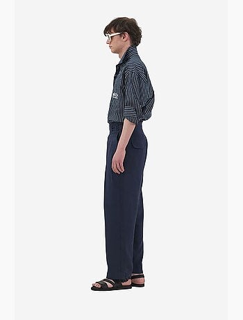 Chemise à manches longues rayée brodée giesto